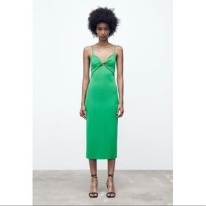 Zara Green Backless Draped Maxi Dress